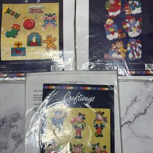 Vintage Craftways Christmas Ornament Kits lot of 3.